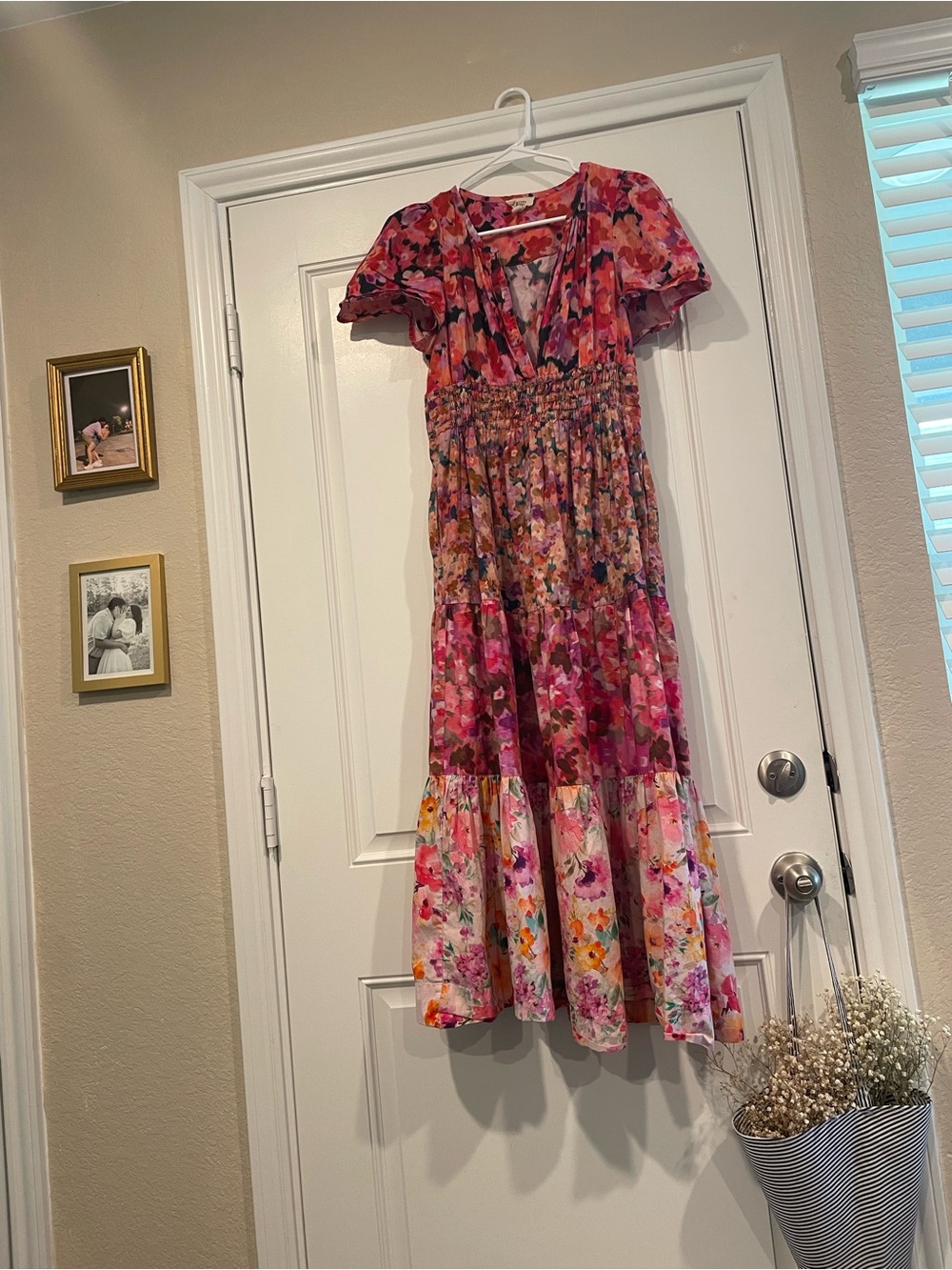Anthropologie Pink Floral Somerset Dress
